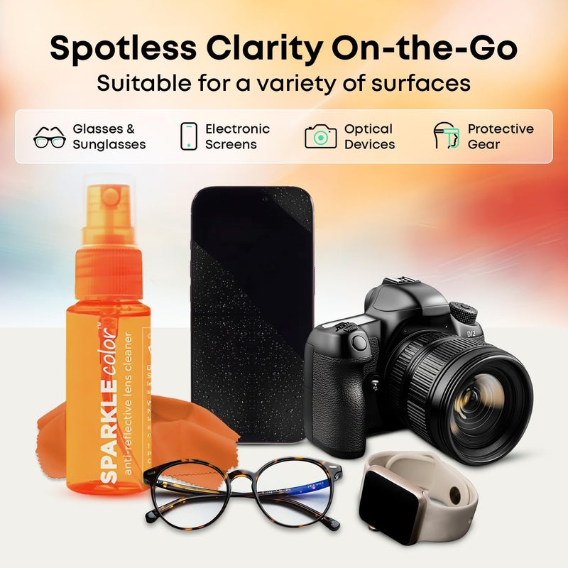 OPTIPAK Sparkle Anti-Reflective Safe Lens Cleaner Spray Kit - (2) 1oz Glasses Cleaner Bottle & (2) Microfiber Cloth for Eyeglasses, Sunglasses, Lenses, Screens and Camera Cleaning Kit (4 Piece Set) - Image 2
